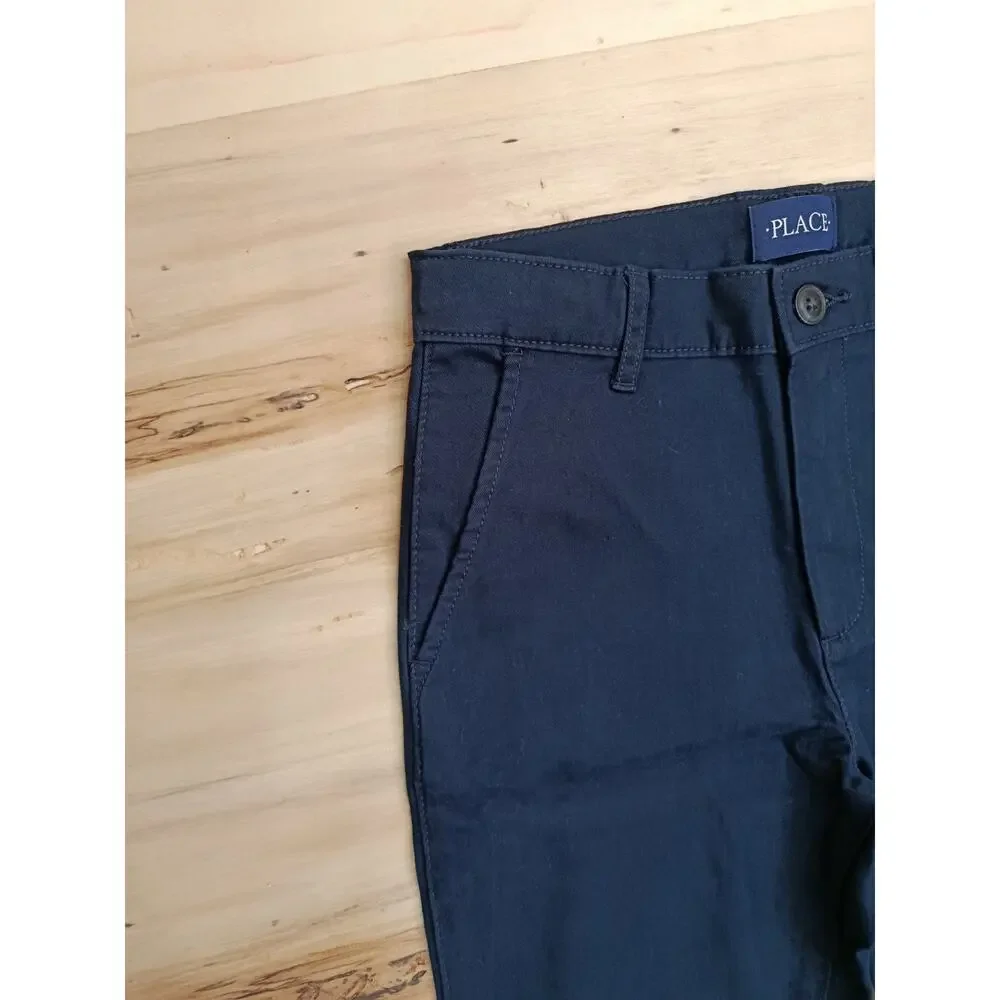 The Children's Place Boys Skinny Slim Stretch Navy Blue Chino Pants - Size 14
